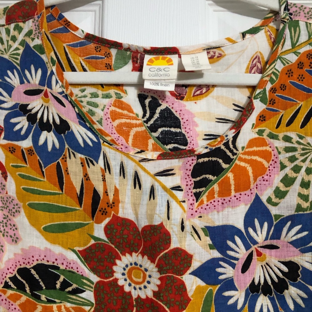 Cece linen tropical short sleeve shirt plus women size 1X vacation NWOT - Picture 4 of 8